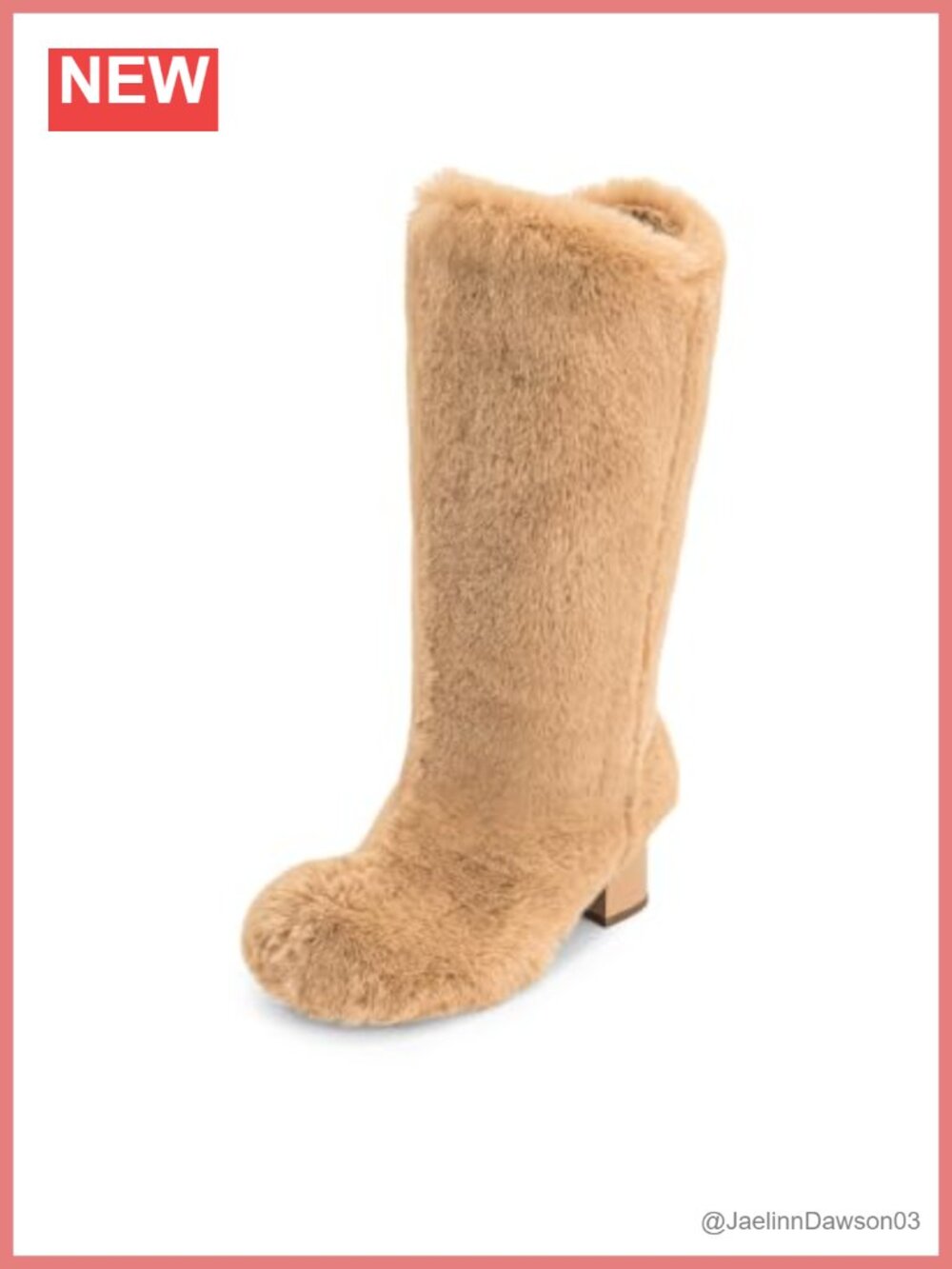Slouchy Faux Fur Ankle Boots Mid-Heel Pull-On Winter